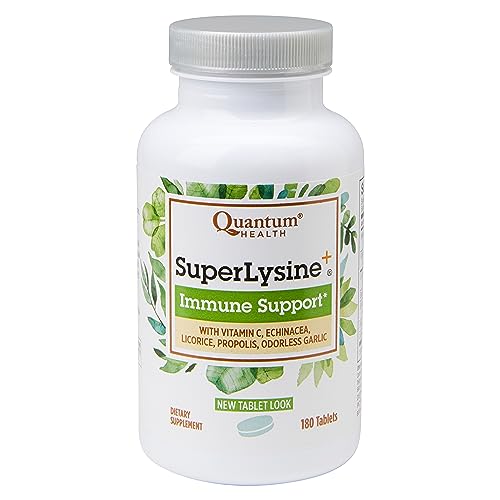 Immune Support Supplement Lysine 1500 mg, Vitamin C Echinacea Licorice Bee Propolis & Odorless Garlic Daily Wellness Blend for Women & Men - 180 Tablets