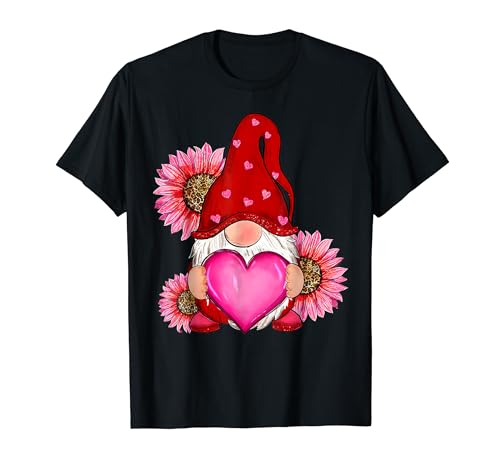 Happy Valentine's Day Gnome with Leopard Sunflower Valentine T-Shirt