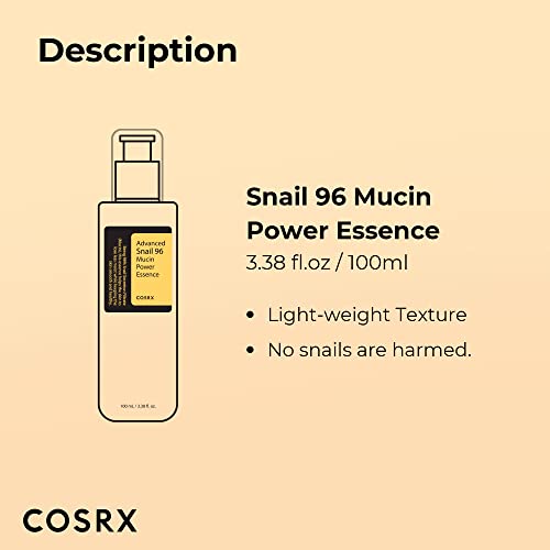 Snail Mucin 96% Power Repairing Essence 3.38 fl.oz 100ml, Hydrating Serum for Face