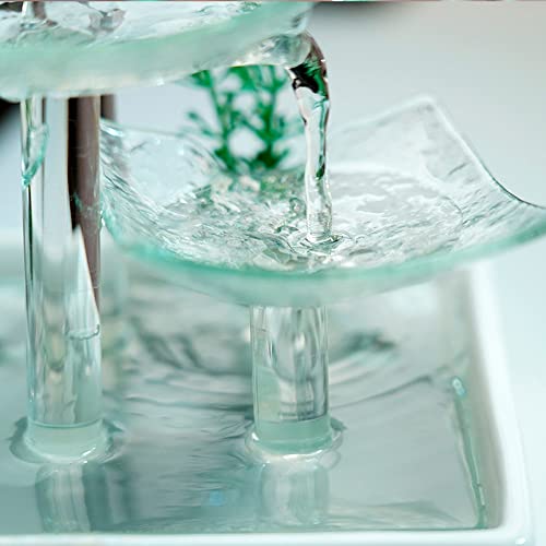 Ceramic and Glass Tabletop Fountain for Indoor White