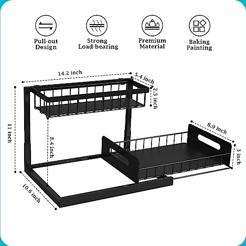 Under Sink Organizer, 2 Tier Slide Out Sink Shelf Cabinet Storage Shelves