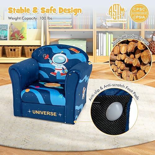 Children Armrest Chair for Toddler Furniture with Sturdy Wood Construction