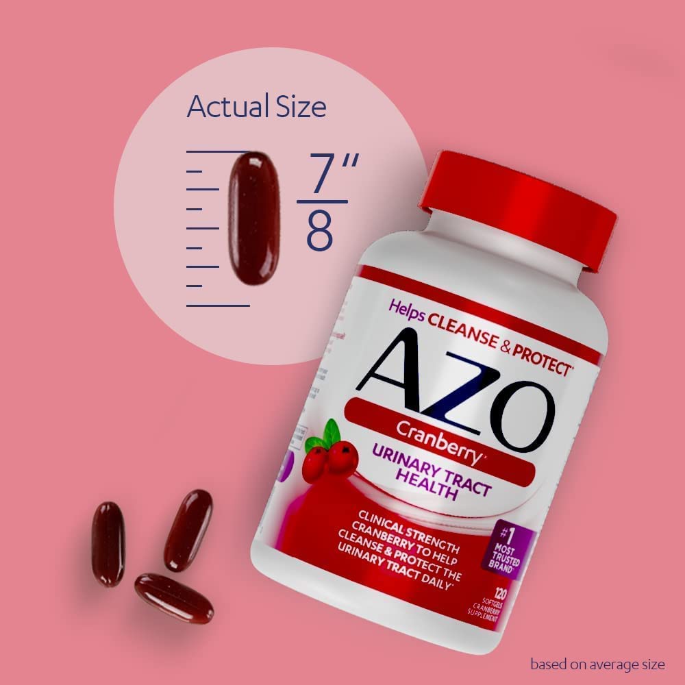 AZO Cranberry Urinary Tract Health Supplement, 1 Serving = Non-GMO 100 Softgels