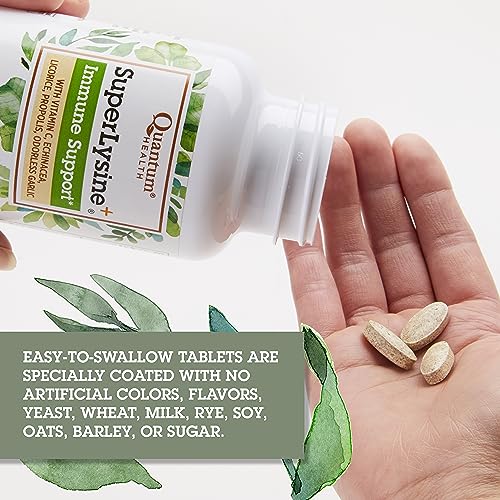 Immune Support Supplement Lysine 1500 mg, Vitamin C Echinacea Licorice Bee Propolis & Odorless Garlic Daily Wellness Blend for Women & Men - 180 Tablets