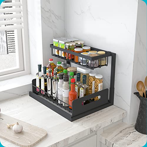 Under Sink Organizer, 2 Tier Slide Out Sink Shelf Cabinet Storage Shelves