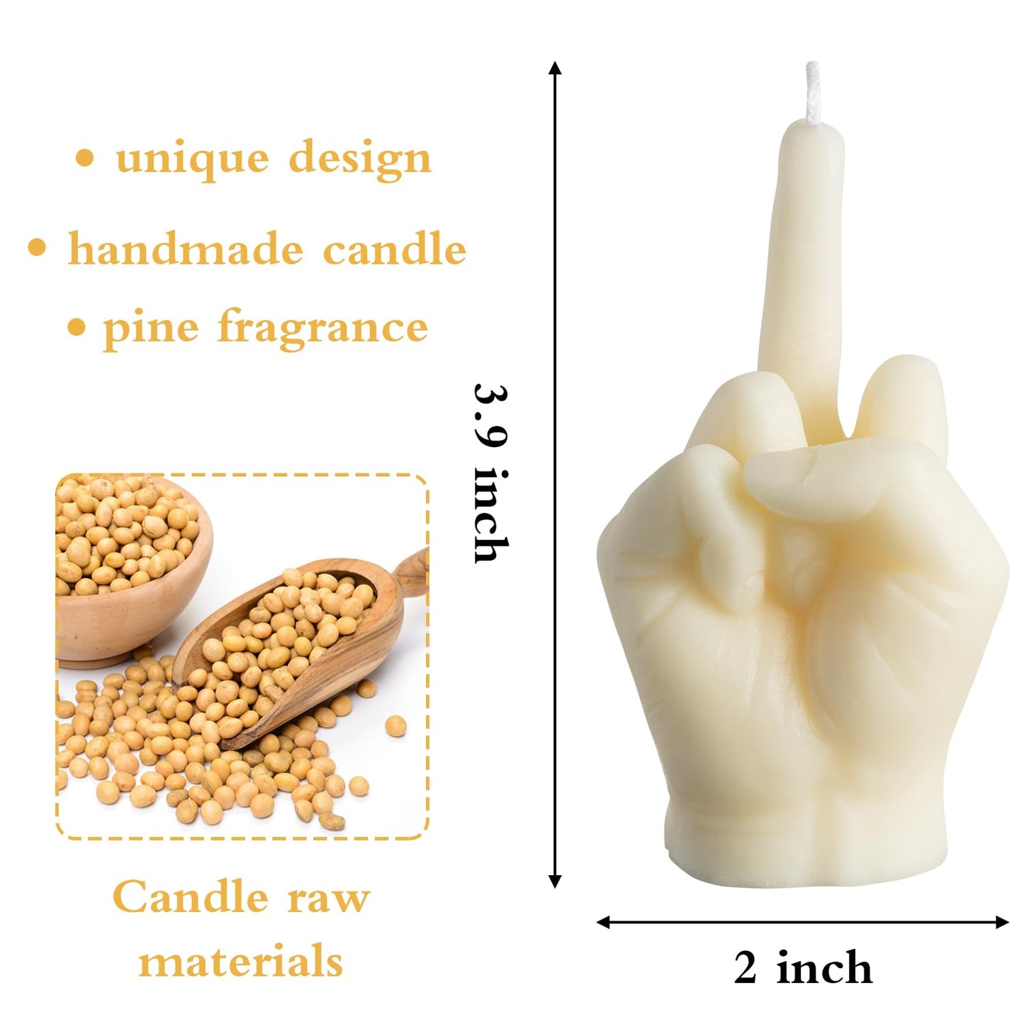 Middle Finger Scented Candle  Pine Fragrance Soy Wax Aromatherapy