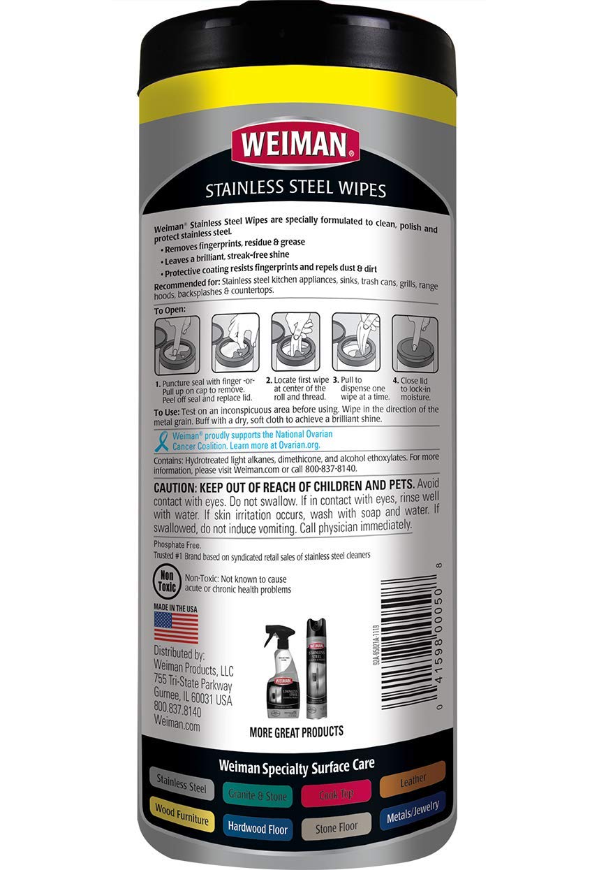 Weiman Products Stainless Steel Wipes 30 Count (Pack of 1)