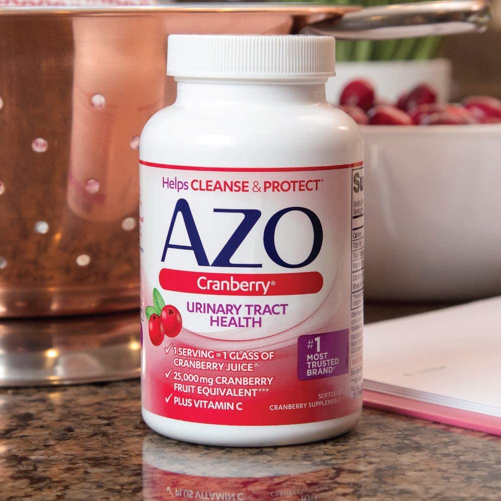 AZO Cranberry Urinary Tract Health Supplement, 1 Serving = Non-GMO 100 Softgels