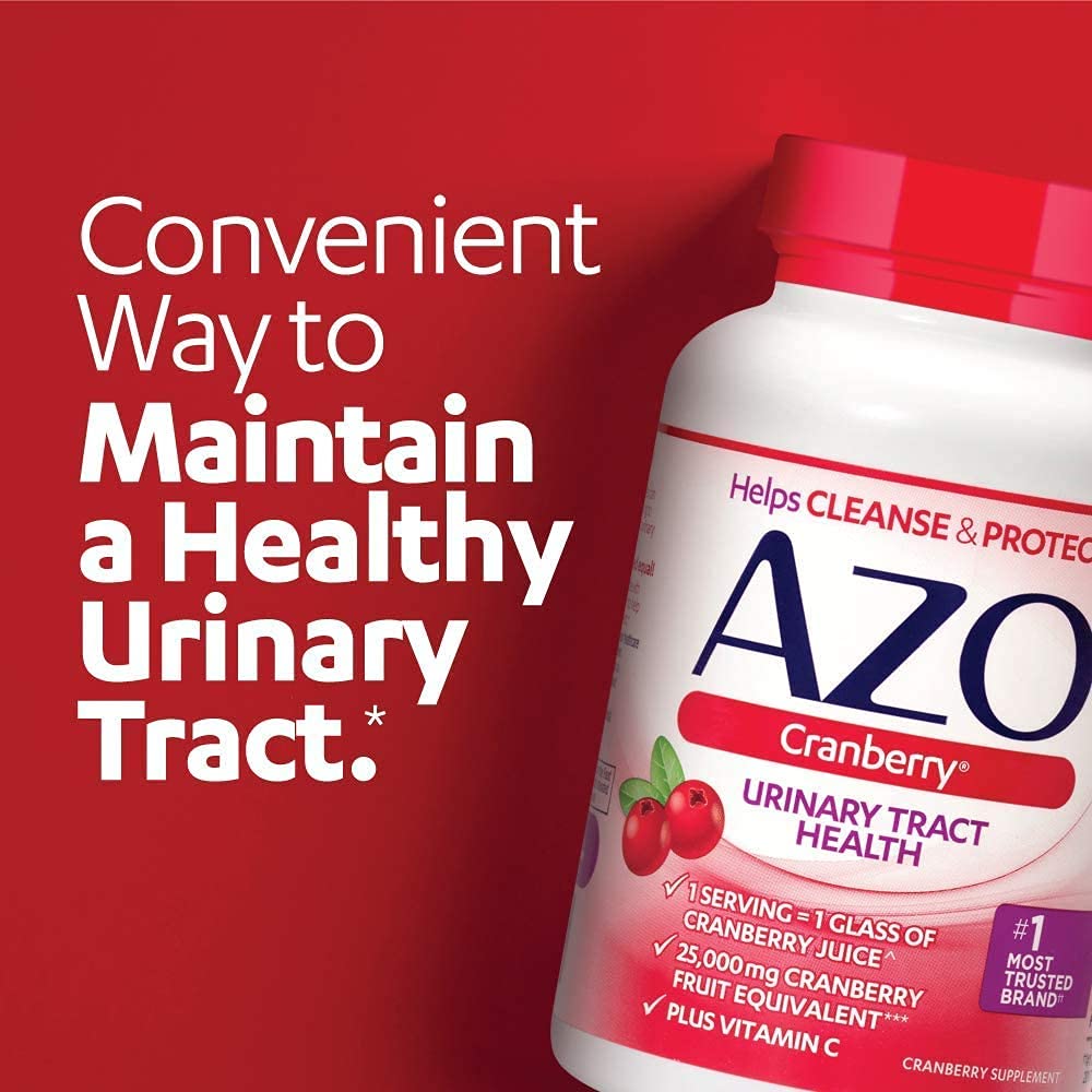 AZO Cranberry Urinary Tract Health Supplement, 1 Serving = Non-GMO 100 Softgels