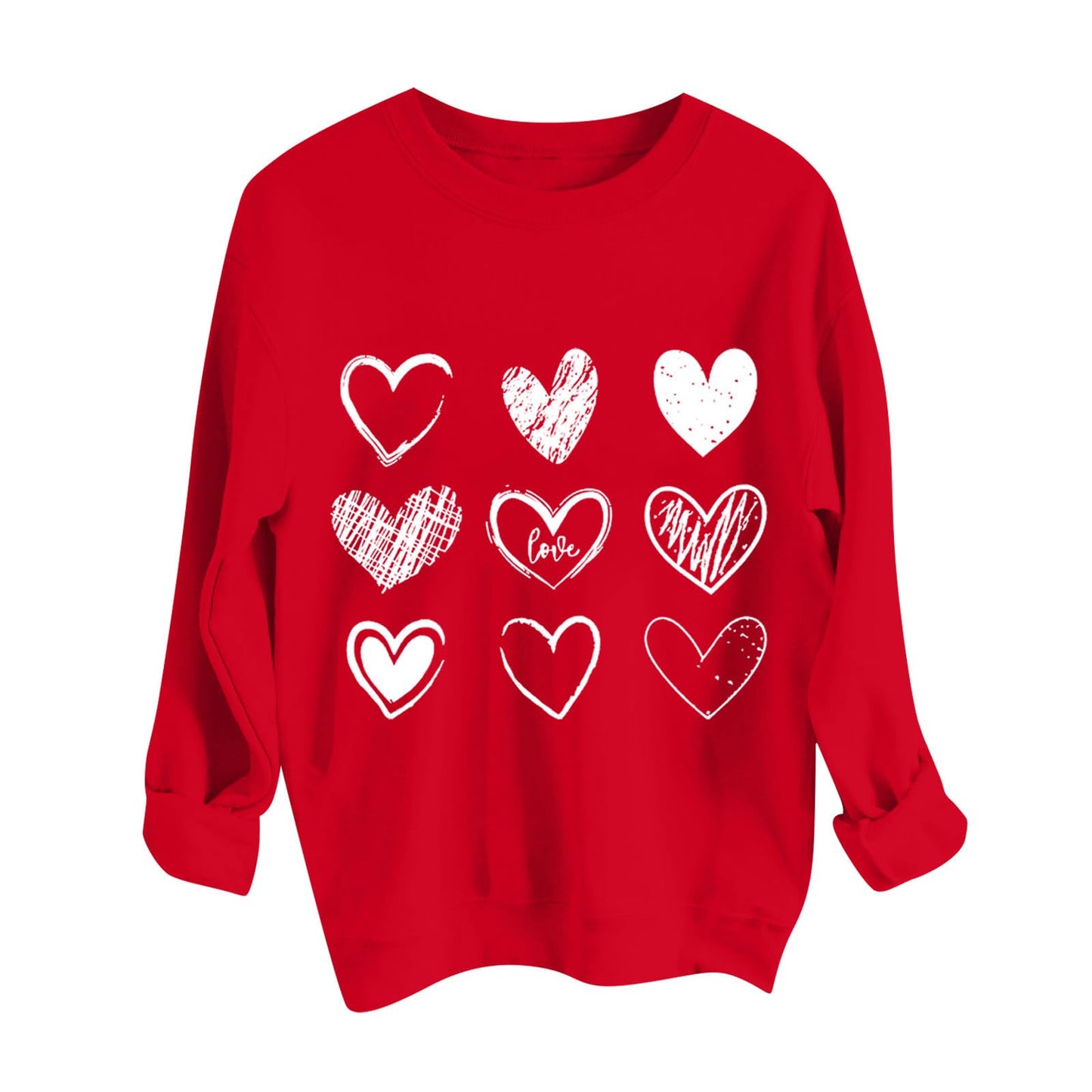 Valentine's Day Sweatshirts for Women Warm Soft Fleece Lined Love Heart Graphic Shirts Oversized Crewneck Long Sleeve Pullover Spring Winter Clothes Casual Tunics Or Tops(A-Red,Small)