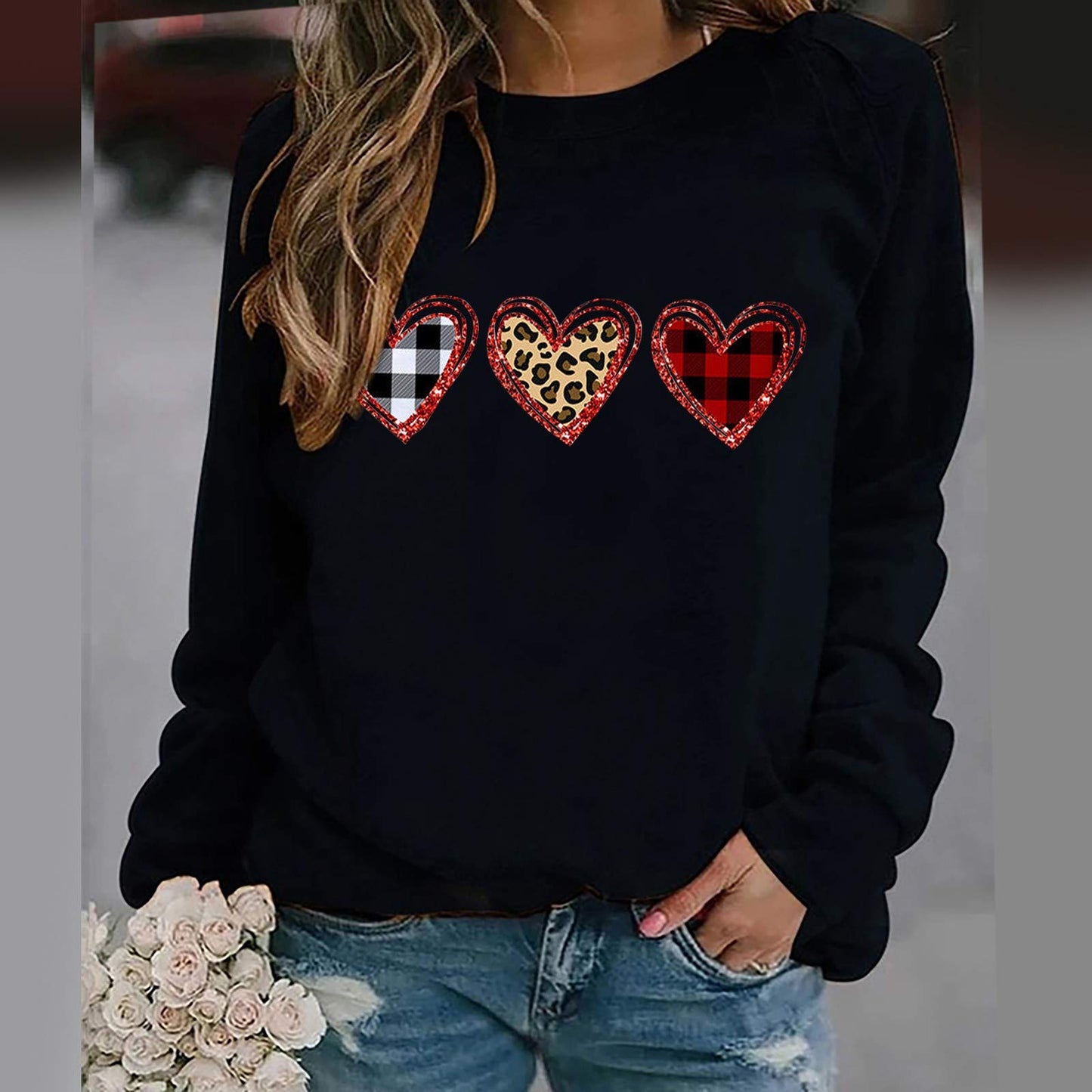 2024 Spring Trendy Valentines Day Shirt for Women Long Sleeve Crewneck Comfy Blouses Soft Casual Trendy Loose Tshirt Holiday Graphic Tops