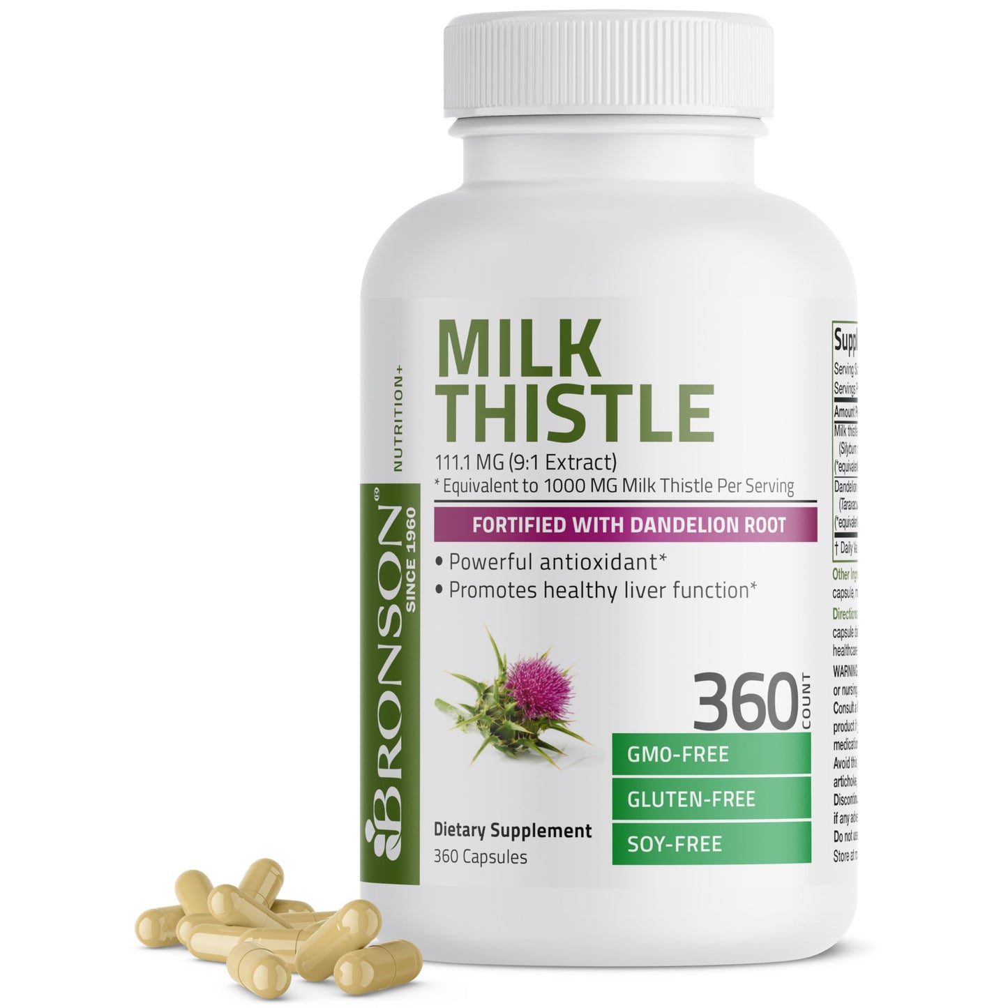 Milk Thistle Silymarin Marianum & Dandelion Root Liver Health Support, Antioxidant Support, Detox, 360 Capsules